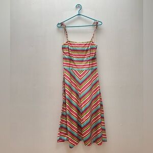 Vintage - Unique Yves Cossette Depeche Mode 90s Colorful Striped Women's Dress